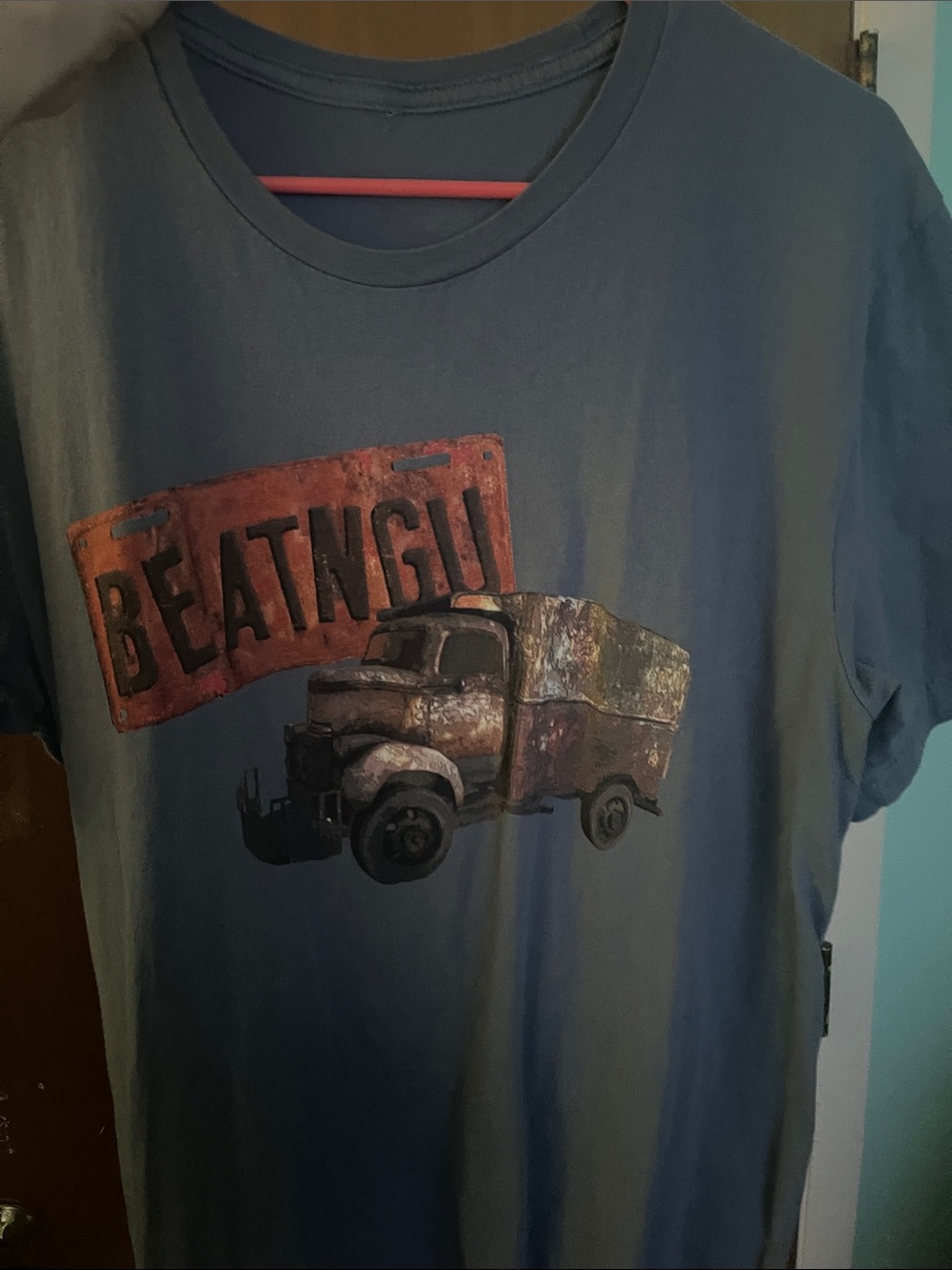 Jeepers Creepers Graphic Tee in Slate Blue with Rust Accent